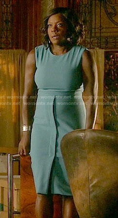 Annalise's blue split front dress on How to Get Away with Murder