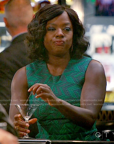 Annalise's green chevron patterned dress on How to Get Away with Murder