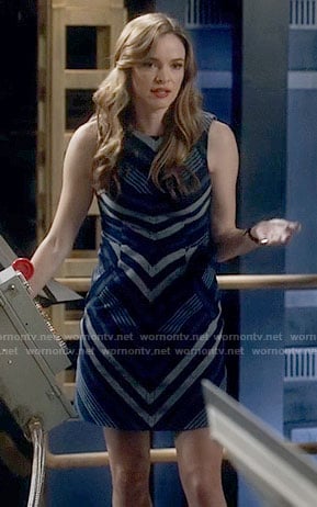 Caitlin's blue chevron striped dress on The Flash