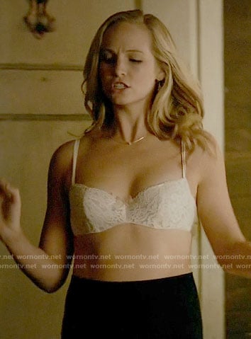 Caroline's white lace bra on The Vampire Diaries