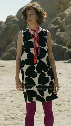Carol's black and white heart print dress on Last Man on Earth