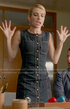 Chanel's denim button front dress on Scream Queens