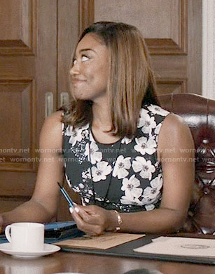 Daisy's black and white floral dress on Madam Secretary