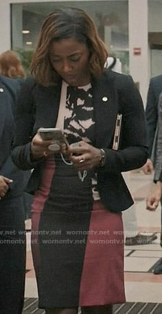 Daisy's floral colorblock dress on Madam Secretary
