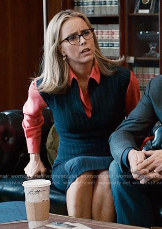 Elizabeth's pinstriped dress on Madam Secretary