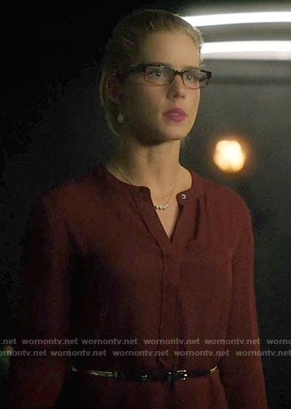 Felicity's burgundy dress on Arrow