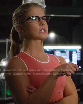 Felicity's pink grommet detail dress on Arrow