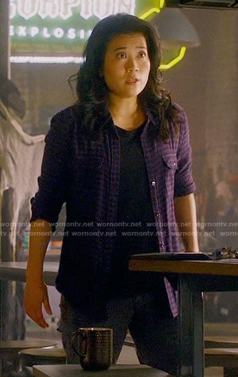 Happy's purple checked shirt on Scorpion