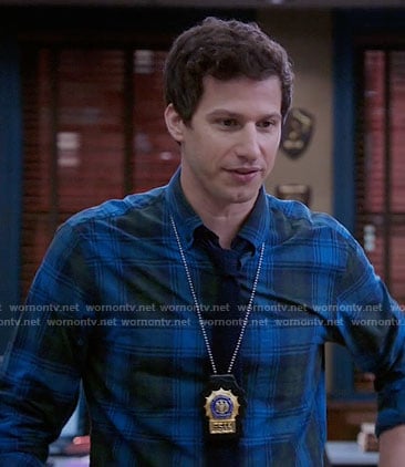 Jake's blue and green plaid shirt on Brooklyn Nine-Nine