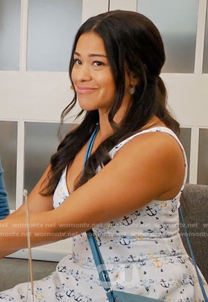 Jane's anchor print dress on Jane the Virgin