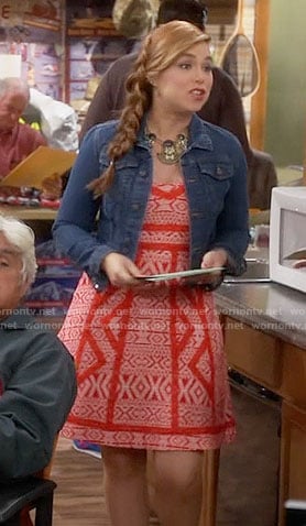 Kristin's red zig zag patterned dress on Last Man Standing