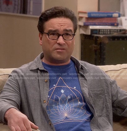 Leonard's lotus graphic tee on The Big Bang Theory