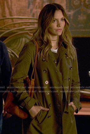 Paige's green trench coat on Scorpion