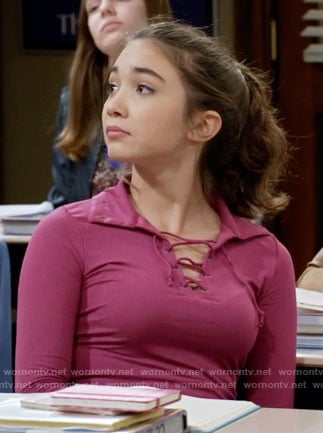 Riley's purple lace up top on Girl Meets World