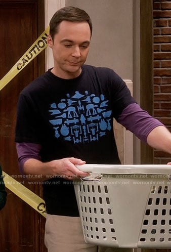 Sheldon's blue Star Wars silhouettes t-shirt on The Big Bang Theory