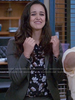 Amy's black and white floral blouse on Brooklyn Nine-Nine