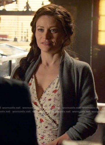 Belle's white floral wrap dress on Once Upon a Time
