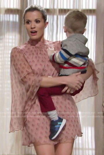 Chelsea's pink Thanksgiving romper on The Young and the Restless