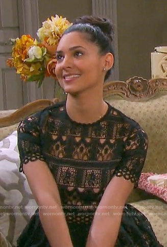 Gabi's black lace short sleeved dress on Days of our Lives