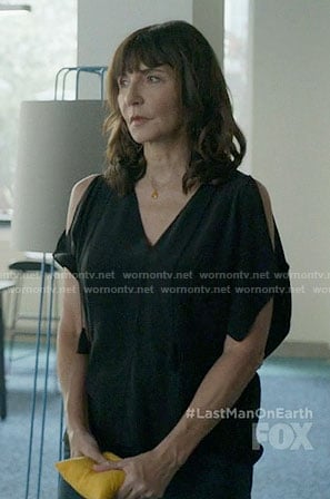 Gail's black cold shoulder top on Last Man on Earth