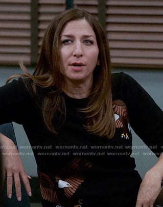 Gina's black eagle embroidered sweater on Brooklyn Nine-Nine