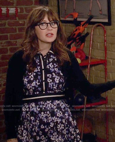 Jess's blue floral Thanksgiving dress on New Girl