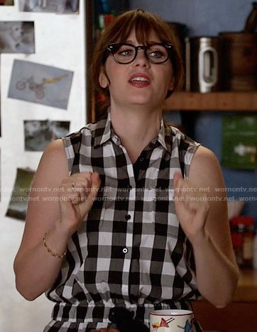Jess's gingham checked romper on New Girl