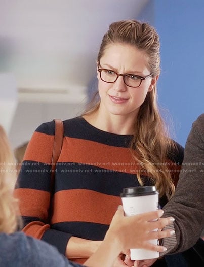 Kara's orange and navy striped sweater on Supergirl