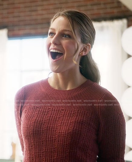 Kara's red textured sweater on Supergirl