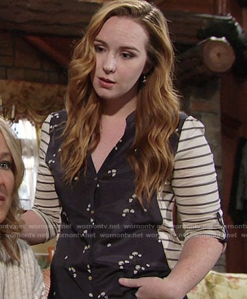 Mariah's floral and striped top on The Young and the Restless