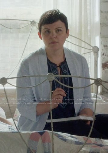 Mary's navy embroidered trim top on Once Upon a Time