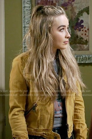 Maya's yellow jacket with lace-up sleeves on Girl Meets World