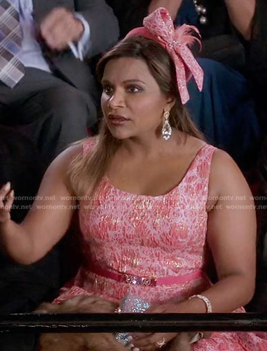Mindy's pink textured dress on The Mindy Project