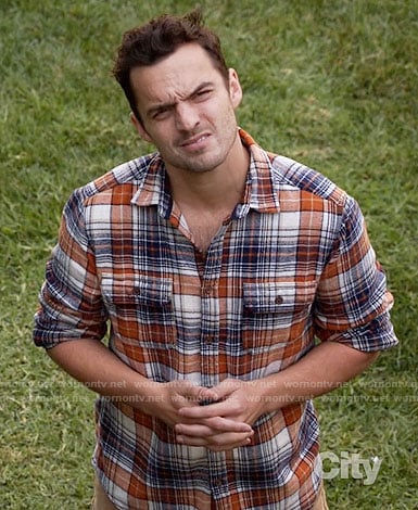 Nick's orange plaid shirt on New Girl
