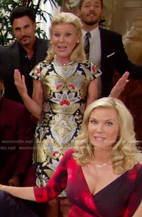 Pam's metallic Thanksgiving dress on The Bold and the Beautiful