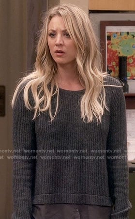 Penny's grey layered sweater on The Big Bang Theory