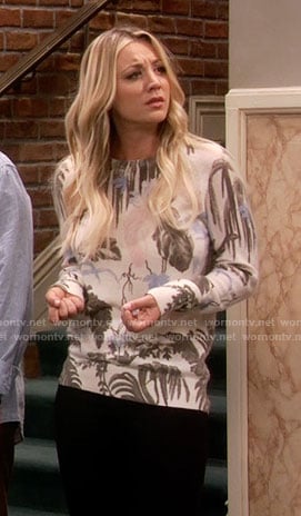 Penny's leaf print sweater on The Big Bang Theory