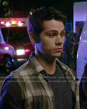 Stiles's plaid shirt with solid contrast sleeves on Teen Wolf