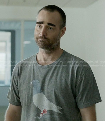Tandy's messenger pigeon tee on Last Man on Earth
