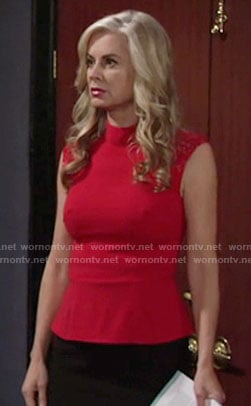 Ashley's red top with cutout shoulders on The Young and the Restless