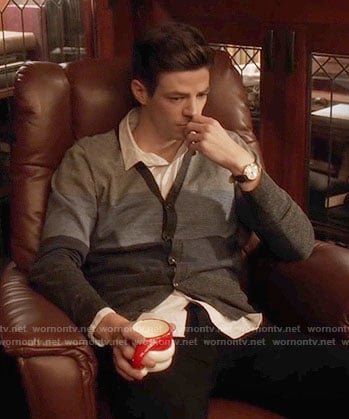 Barry's blue colorblock cardigan on The Flash