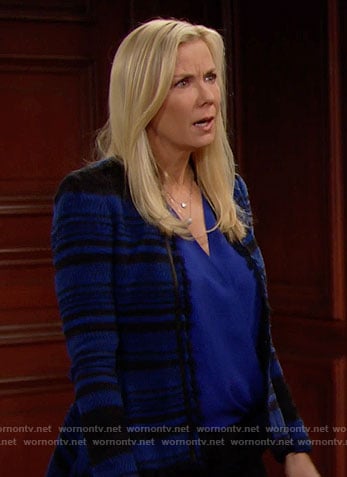 Brooke's blue and black tweed jacket on The Bold and the Beautiful