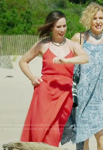 Diana's red wrap maxi dress on Younger