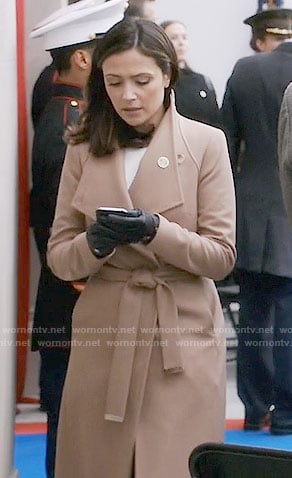Emily's camel coat on Designated Survivor