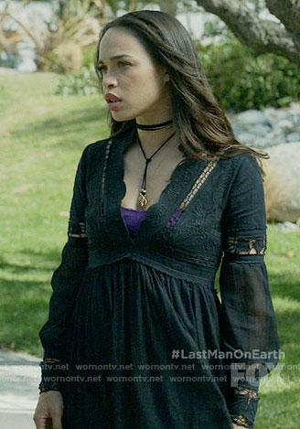 Erica's black lace long sleeved dress on Last Man on Earth