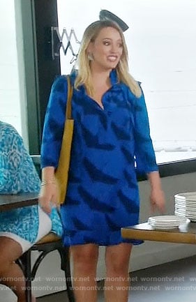 Kelsey's blue bird print dress on Younger