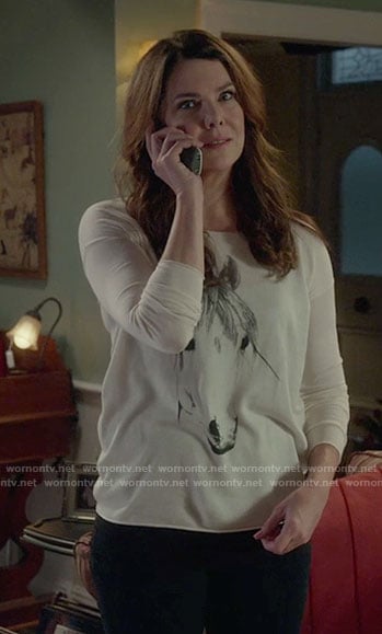 Lorelai's horse print sweater on Gilmore Girls: A Year in the Life
