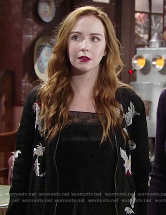Mariah's black embroidered jacket on The Young and the Restless