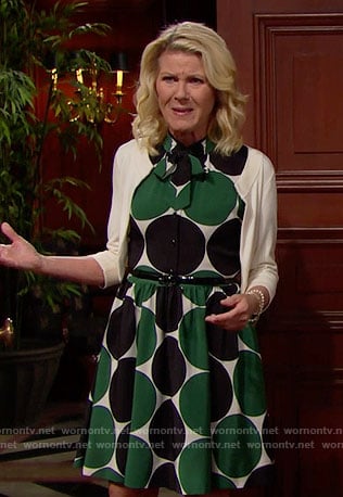 Pam's green polka dot dress on The Bold and the Beautiful