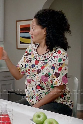 Rainbow's bright floral top on Black-ish